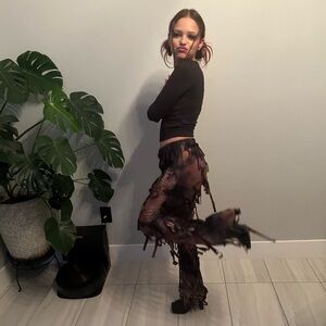 Brown and black fringe pants #festivalvibes